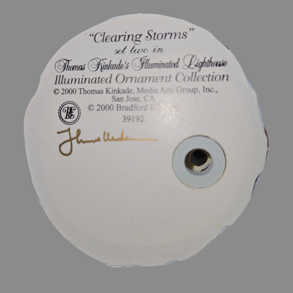 Thomas Kinkade Clearing Storms Lighthouse Ornament 2000 Bradford Exchange Illum. - Picture 6 of 6